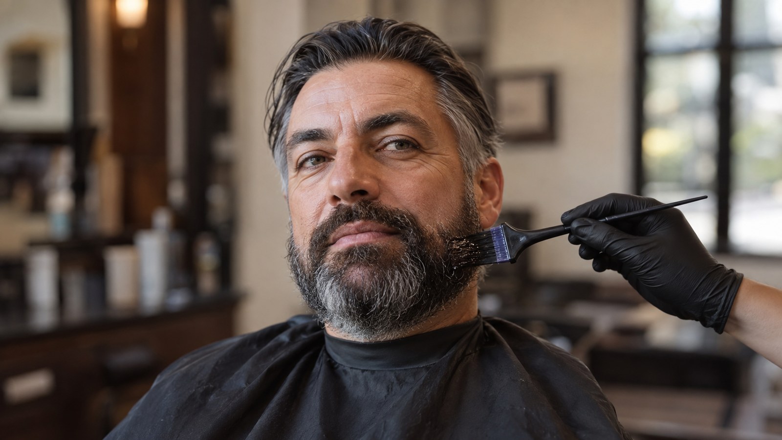 Illustration of a men’s beard colouring service